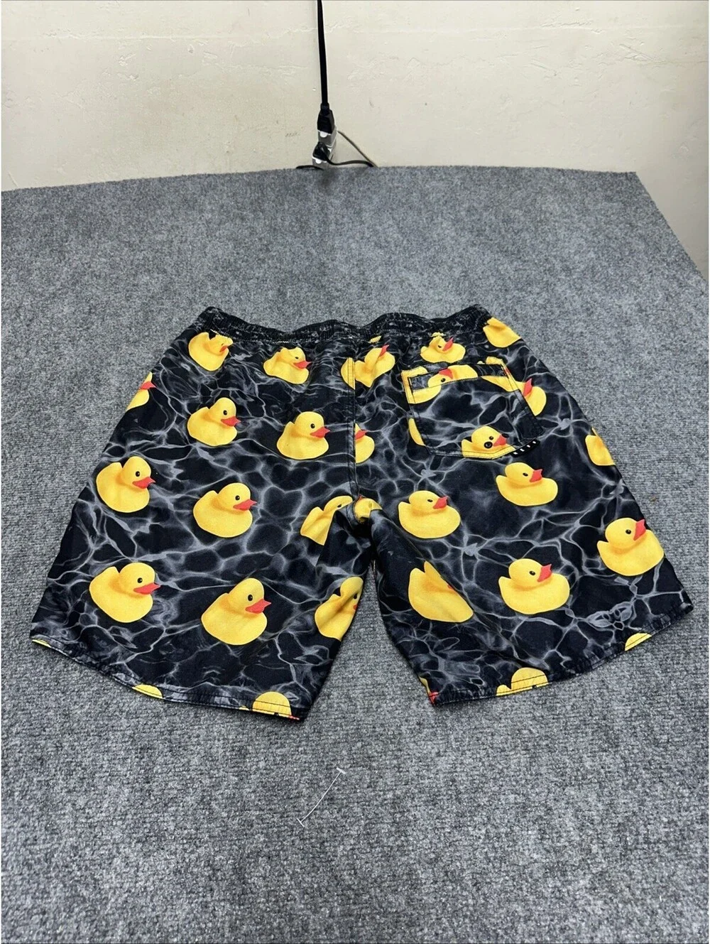 NEFF Swim Shorts Men Size L Black Rubber Duck Trunks Surf Skate